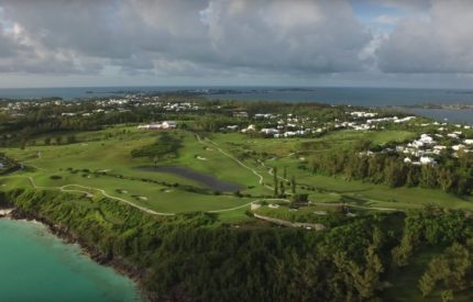A view of the golf course from above.