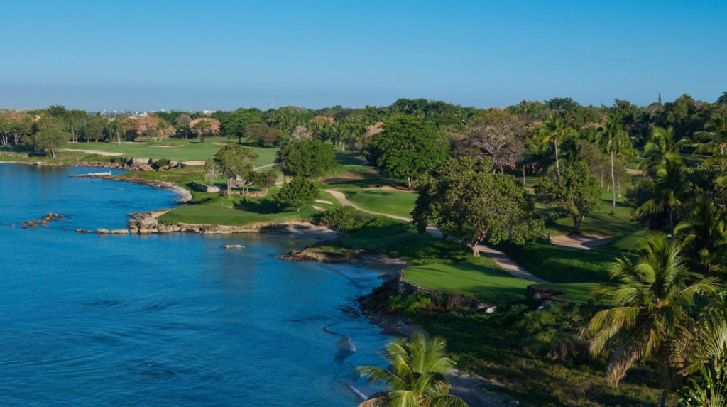 A view of the golf course from above.