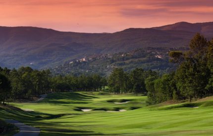 A view of the golf course from across the valley.
