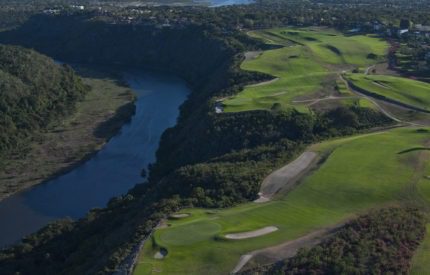 A view of the golf course from above.
