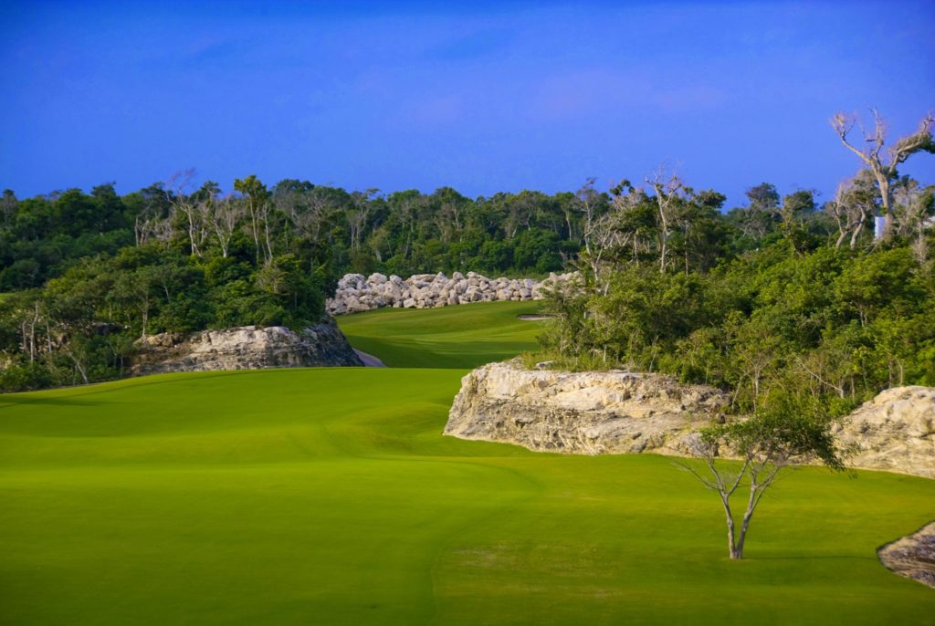 A view of the golf course from across the valley.