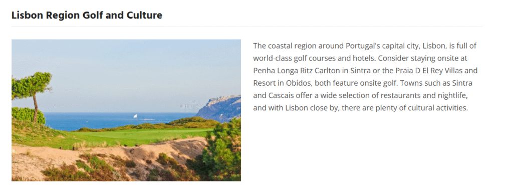 Golf course with ocean view in Lisbon.