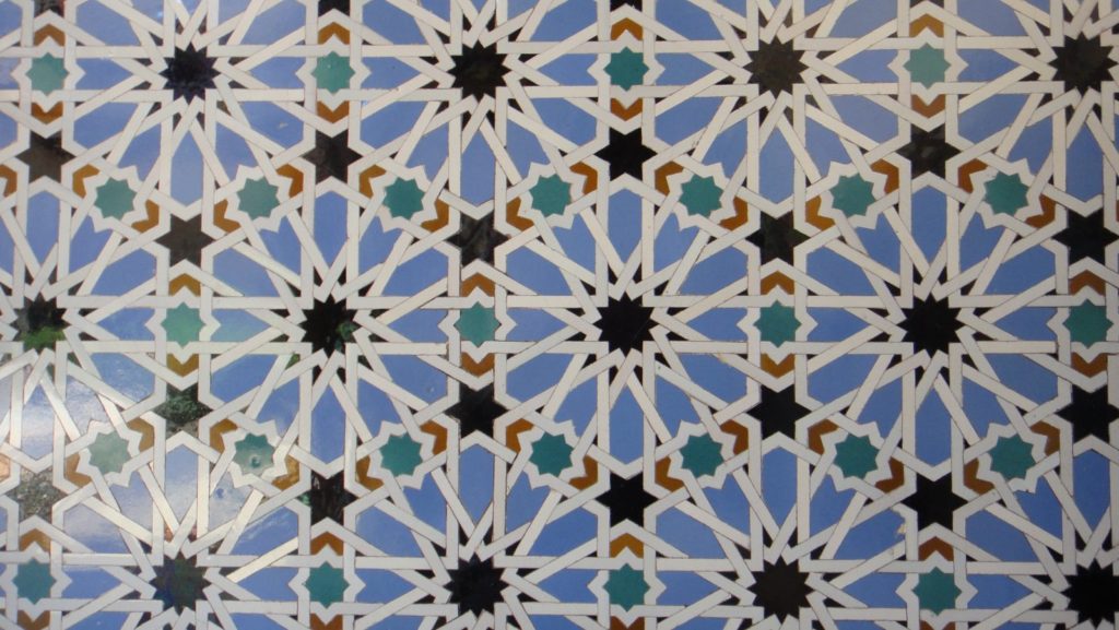 A close up of the pattern on a tile floor