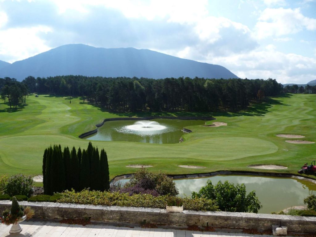 A view of the golf course from above.