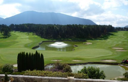 A view of the golf course from above.