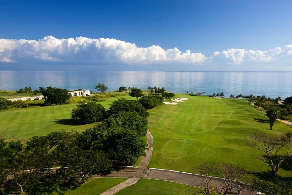 A view of the golf course from above.