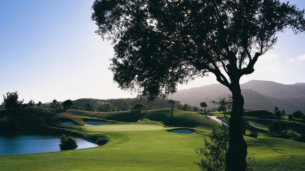 A view of the golf course from across the valley.