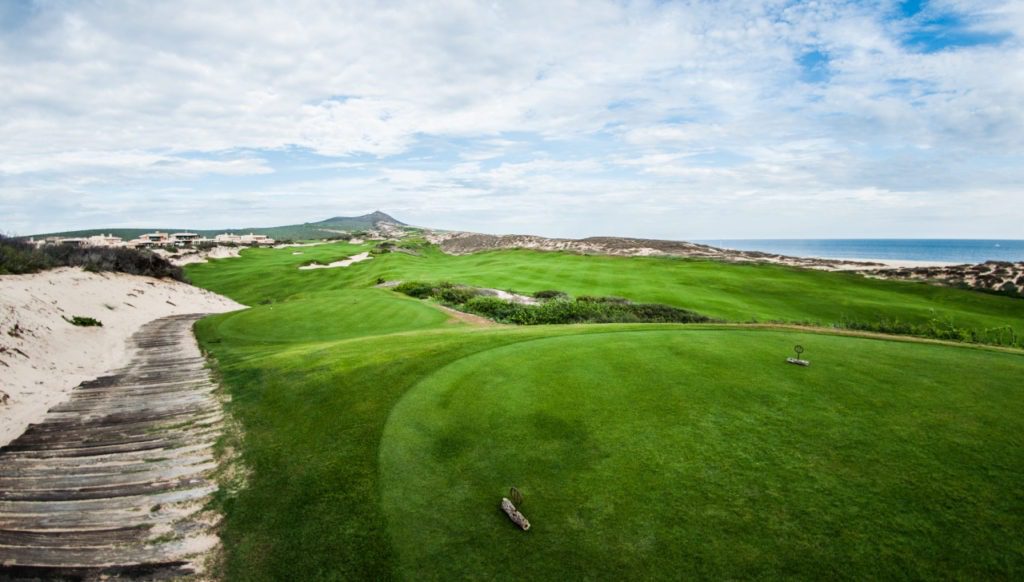 A view of the golf course from above.